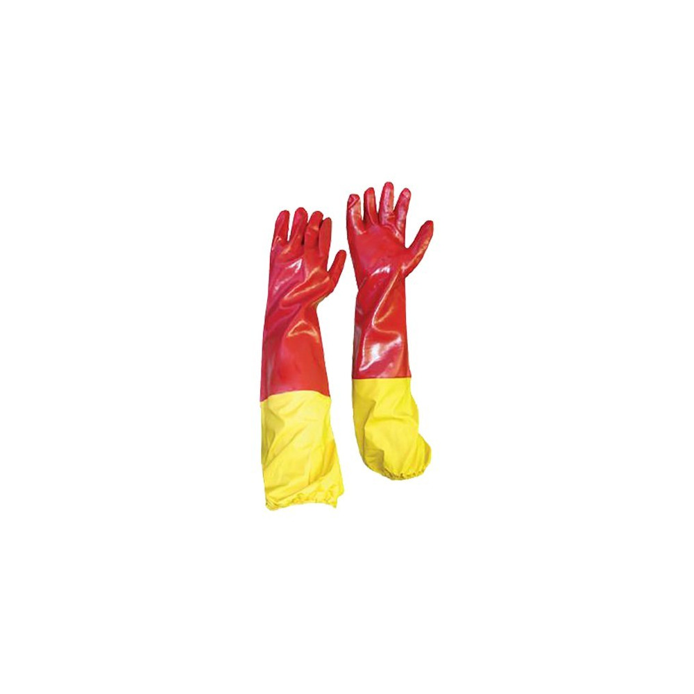 PVC Red Glove Shoulder Length Yellow Attachment